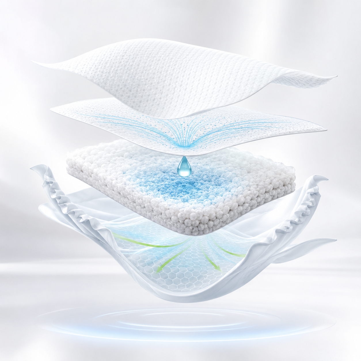 Dry-Way 2.0 absorbent core cross-section
